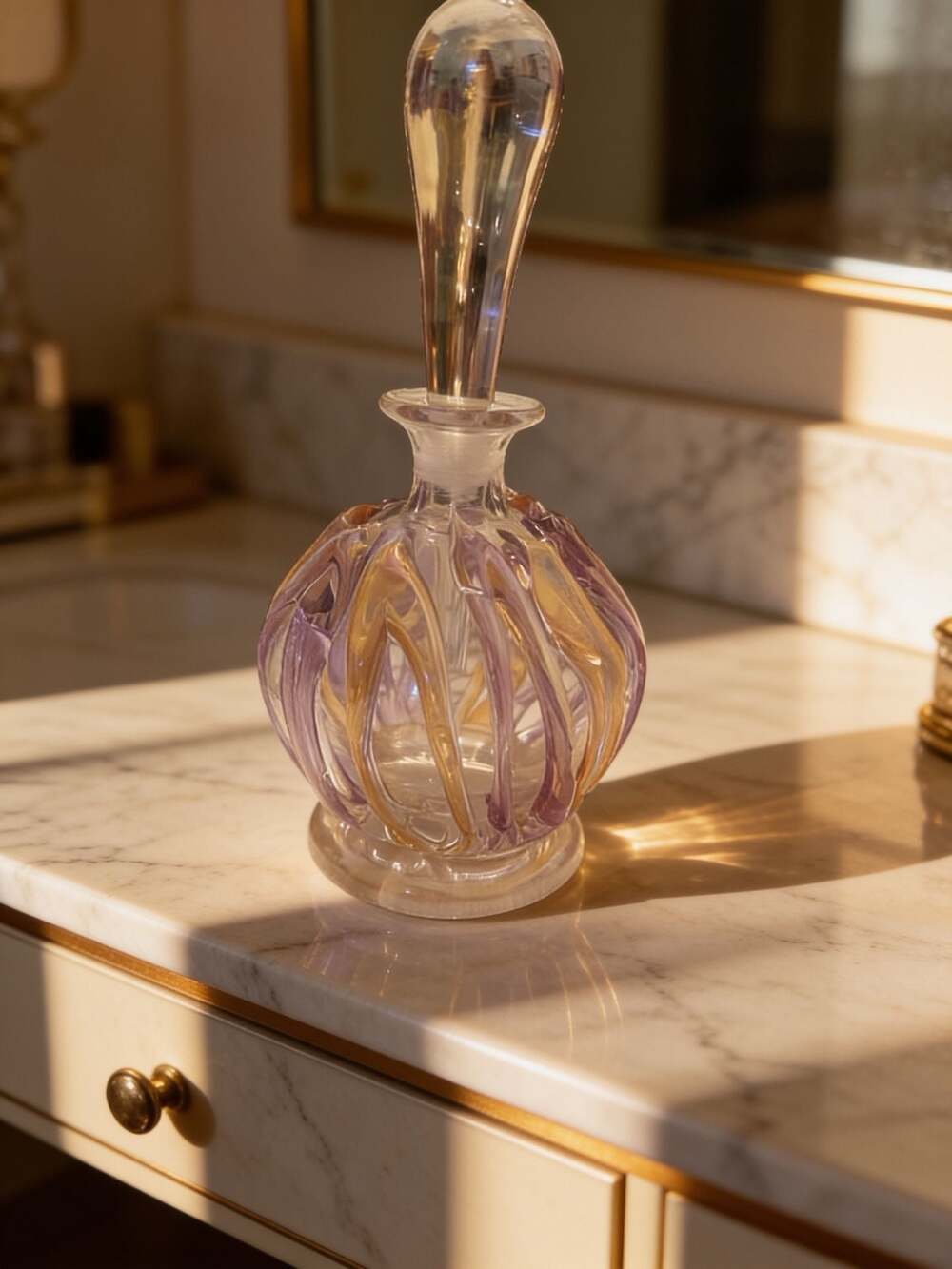 Ion Tamaian Hand Blown Art Glass Perfume Bottle with Stopper